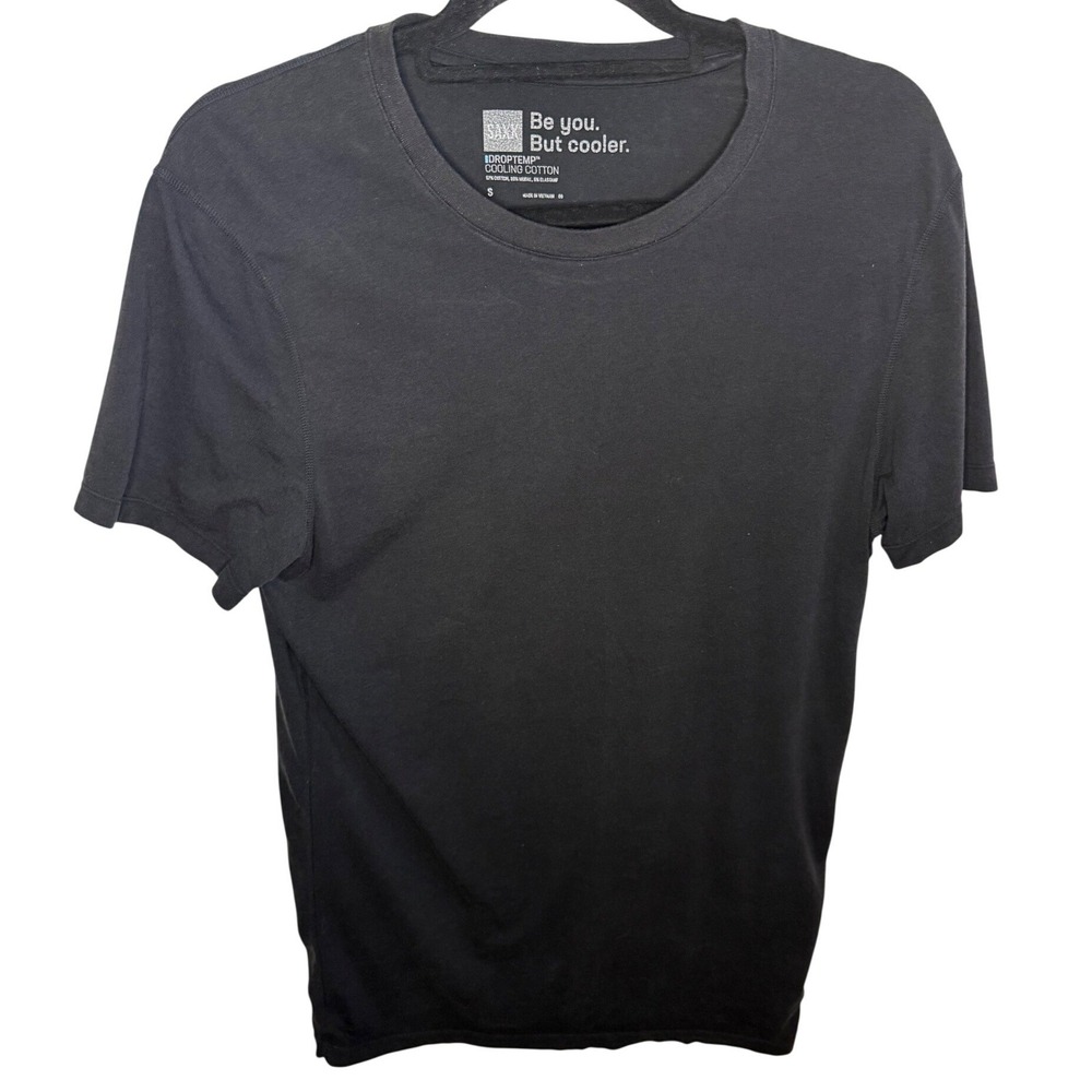 SAXX Men's Black Cooling Cotton T-Shirt Short Sleeve Crew Neck Size Small‎